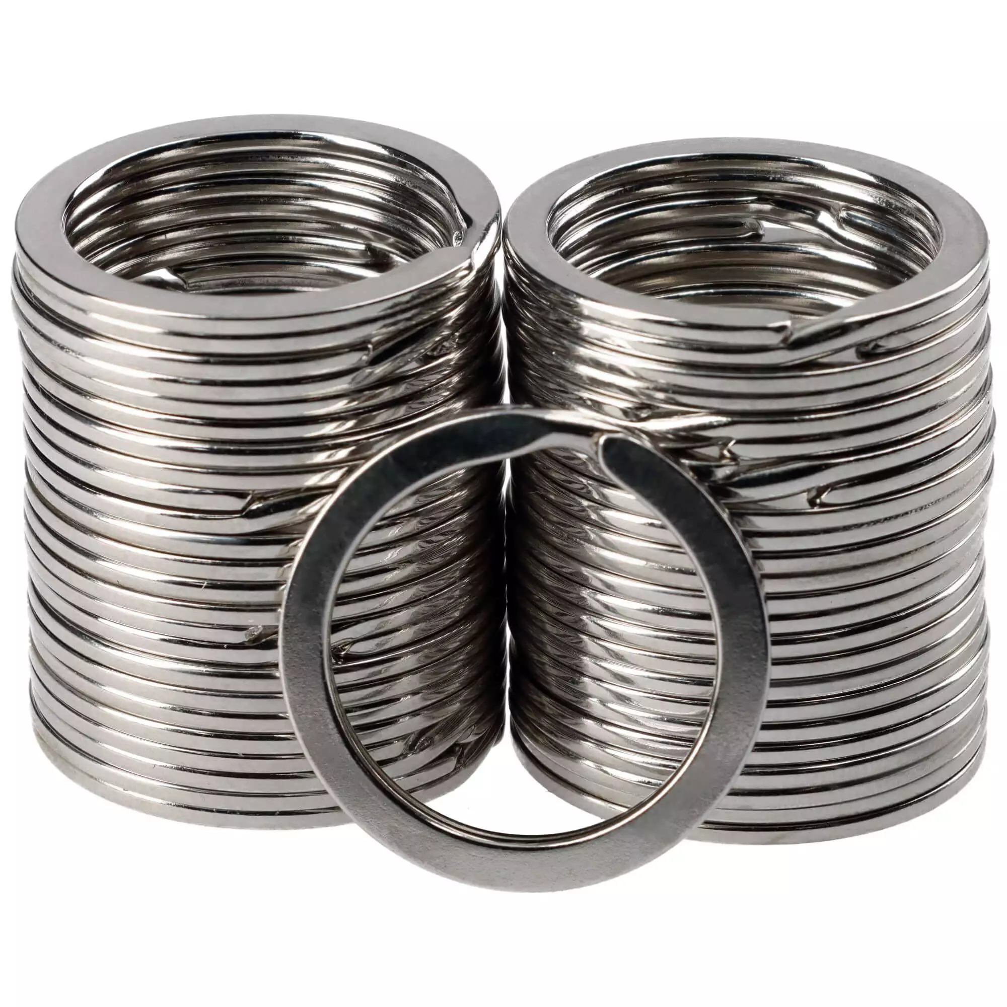 Schlüsselring flach Design 34mm Ø 3mm breit vernickelt gehärteter Stahl (25 Stück)