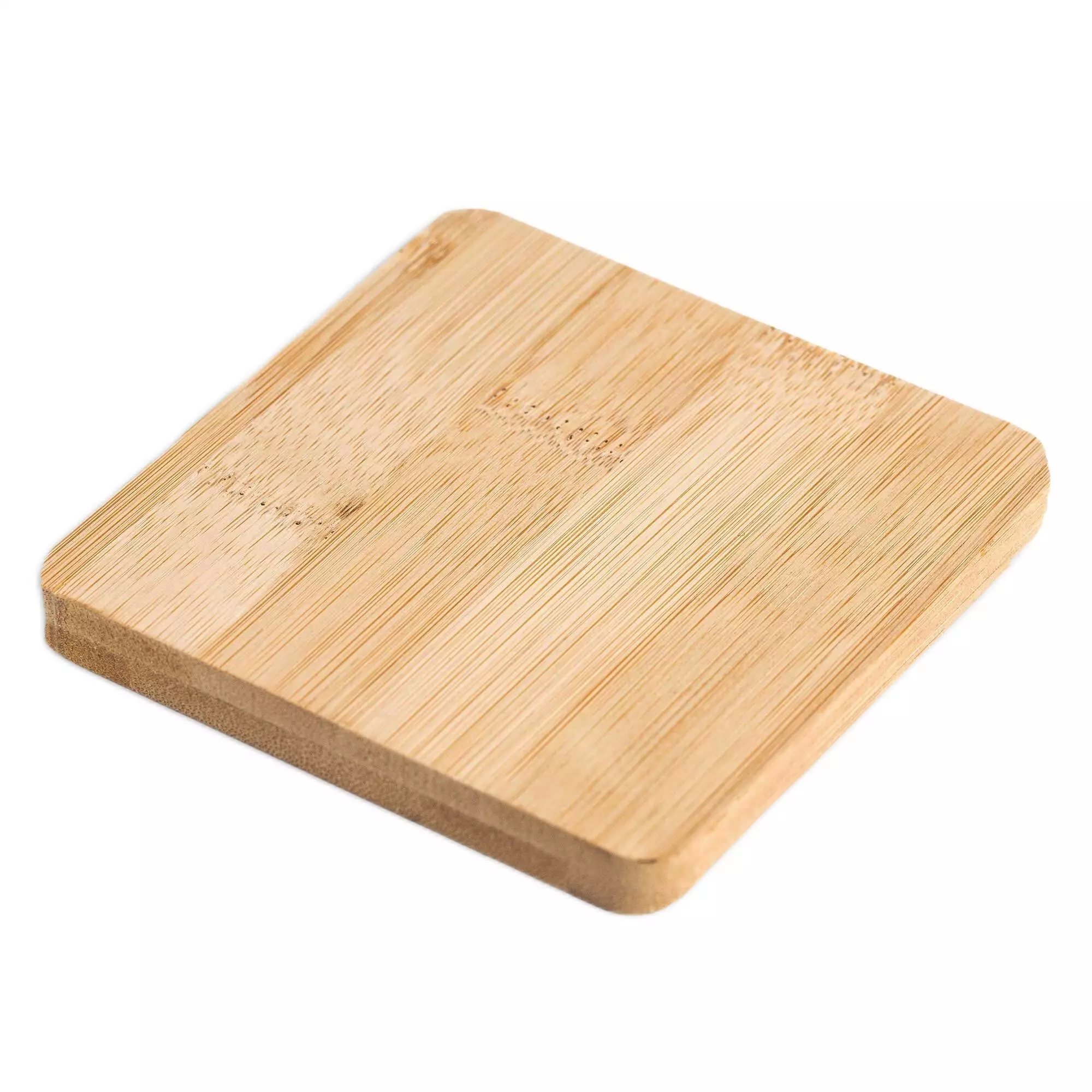 Untersetzer Bierdeckel eckig Kanten abgerundet 100mm x 100mm x H 10mm aus Bambus Holz